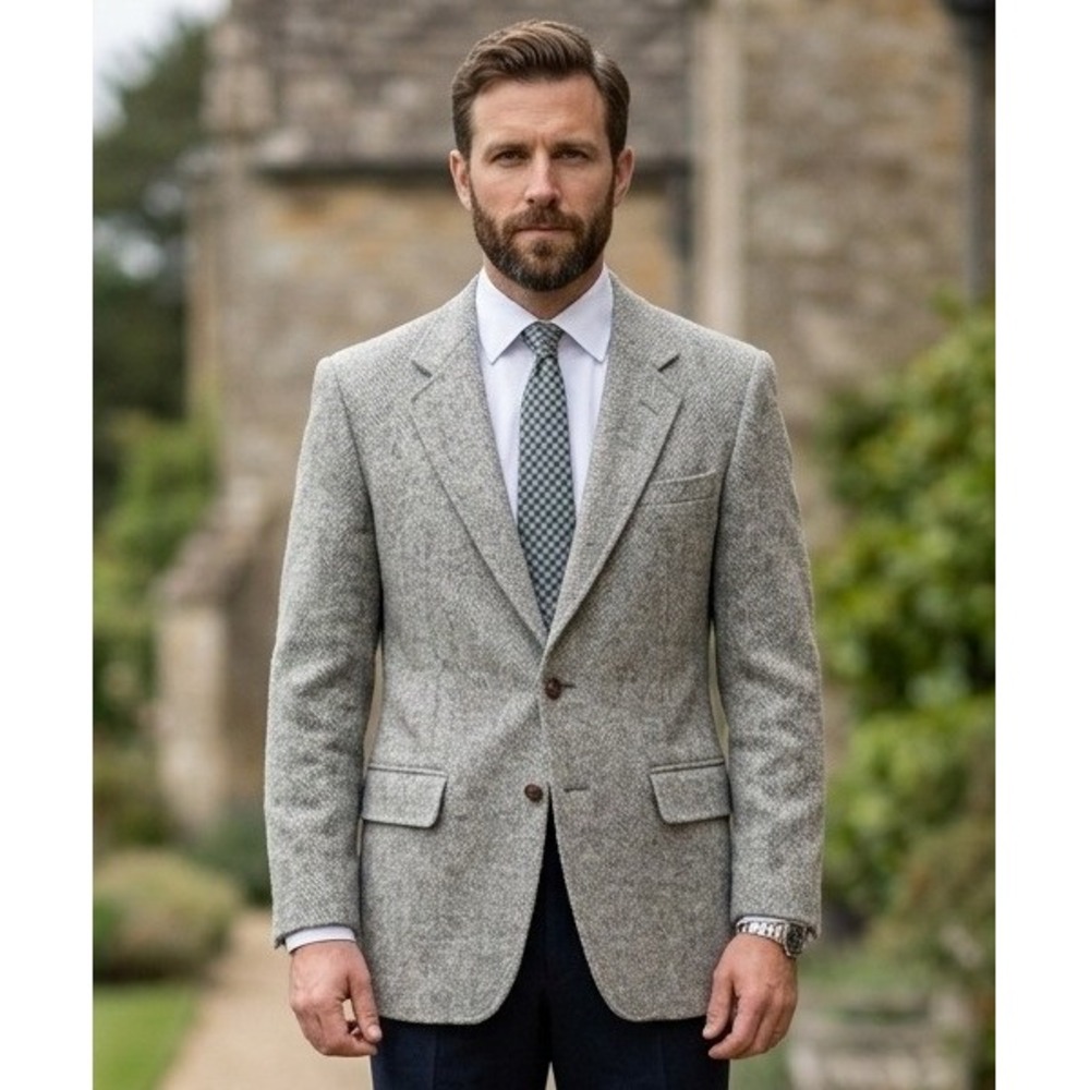 Harris Tweed Blazer Jacket Men's 100% Scottish Wool Handwoven Corpcore USA Read